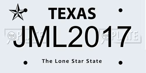 JML2017 Texas License Plate