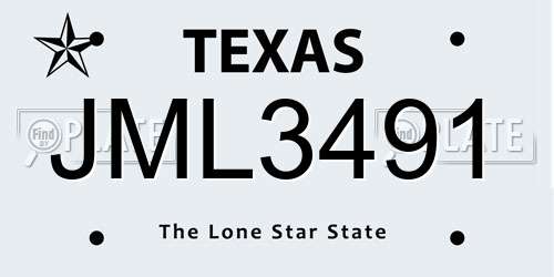 JML3491 Texas License Plate