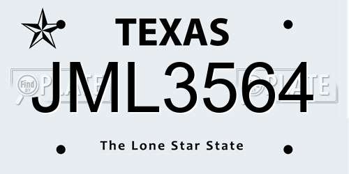 JML3564 Texas License Plate
