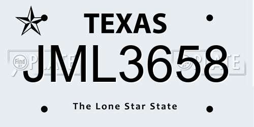 JML3658 Texas License Plate