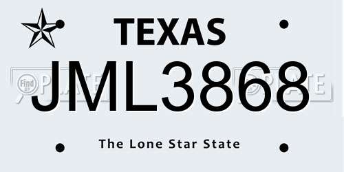 JML3868 Texas License Plate