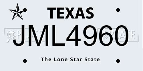 JML4960 Texas License Plate