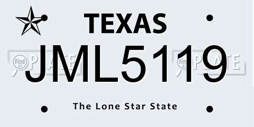 JML5119 Texas License Plate