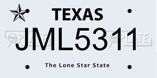 JML5311 Texas License Plate