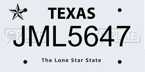 JML5647 Texas License Plate