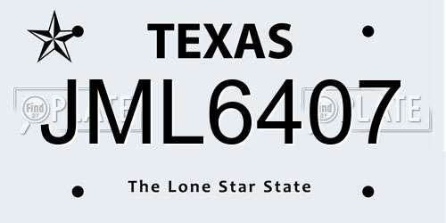 JML6407 Texas License Plate