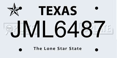 JML6487 Texas License Plate