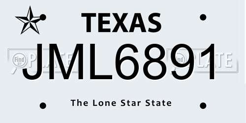 JML6891 Texas License Plate