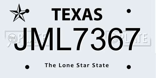 JML7367 Texas License Plate