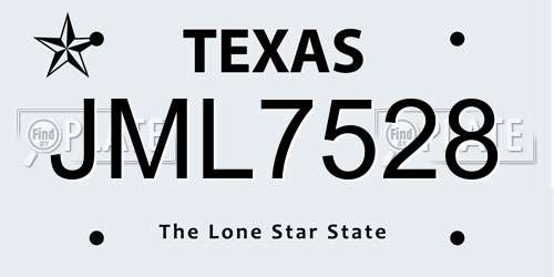 JML7528 Texas License Plate