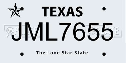 JML7655 Texas License Plate