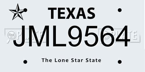 JML9564 Texas License Plate