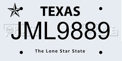 JML9889 Texas License Plate