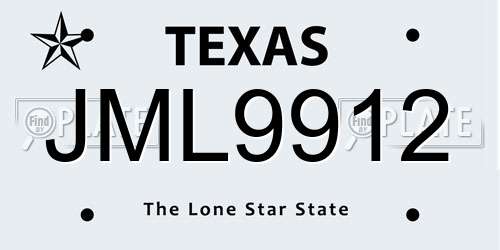 JML9912 Texas License Plate