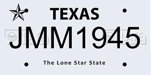 JMM1945 Texas License Plate