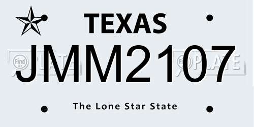 JMM2107 Texas License Plate