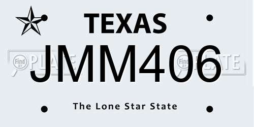 JMM406 Texas License Plate