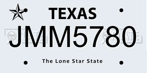 JMM5780 Texas License Plate