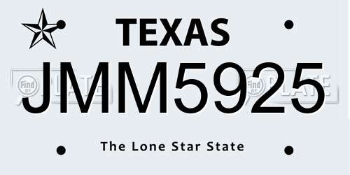 JMM5925 Texas License Plate
