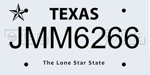 JMM6266 Texas License Plate