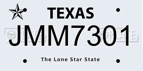 JMM7301 Texas License Plate