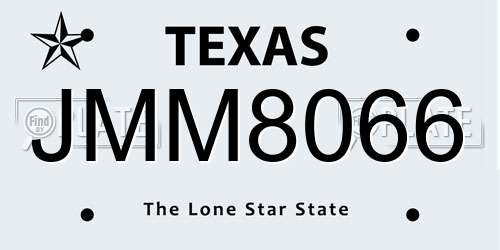 JMM8066 Texas License Plate