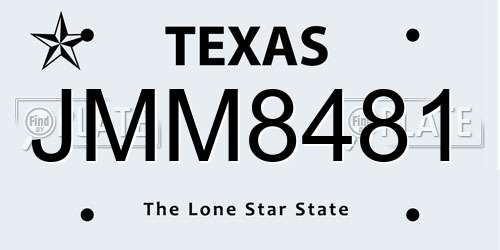 JMM8481 Texas License Plate