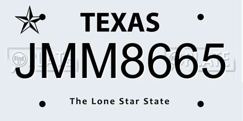 JMM8665 Texas License Plate