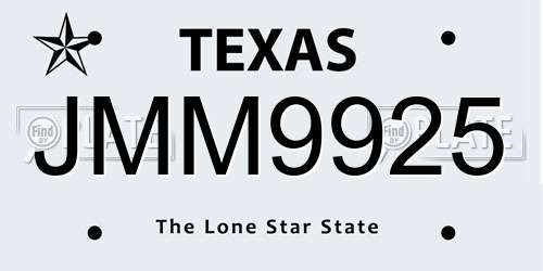 JMM9925 Texas License Plate