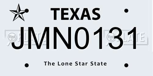 JMN0131 Texas License Plate