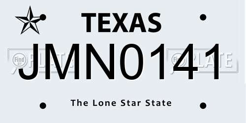 JMN0141 Texas License Plate