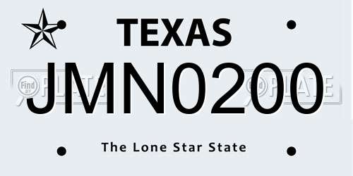 JMN0200 Texas License Plate