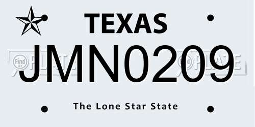 JMN0209 Texas License Plate