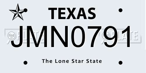 JMN0791 Texas License Plate