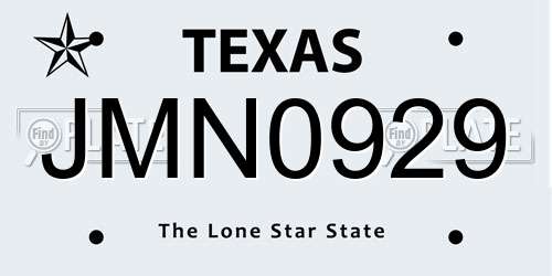 JMN0929 Texas License Plate