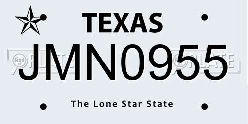 JMN0955 Texas License Plate