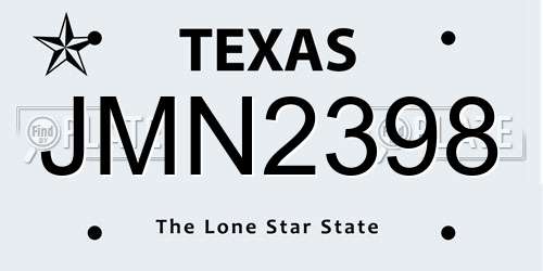 JMN2398 Texas License Plate