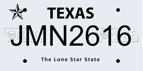 JMN2616 Texas License Plate