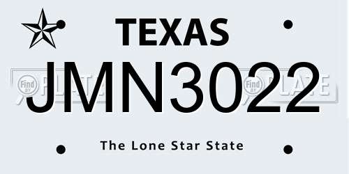 JMN3022 Texas License Plate