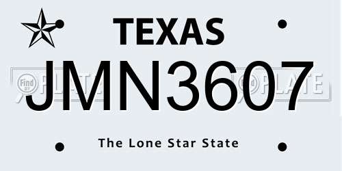 JMN3607 Texas License Plate