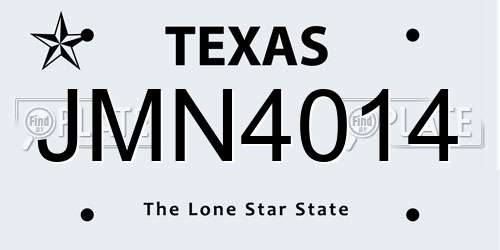 JMN4014 Texas License Plate
