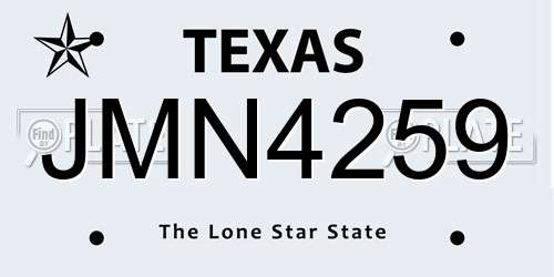 JMN4259 Texas License Plate