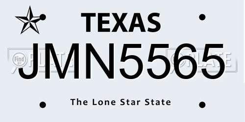 JMN5565 Texas License Plate