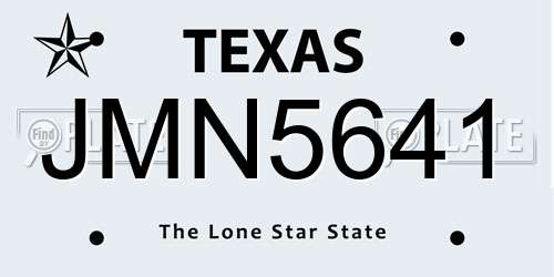 JMN5641 Texas License Plate