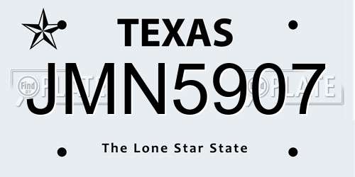 JMN5907 Texas License Plate