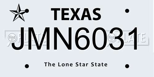 JMN6031 Texas License Plate