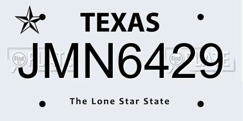 JMN6429 Texas License Plate