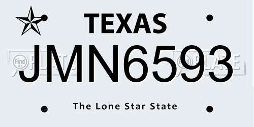 JMN6593 Texas License Plate