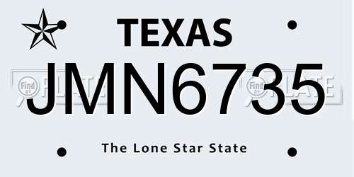 JMN6735 Texas License Plate