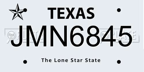 JMN6845 Texas License Plate